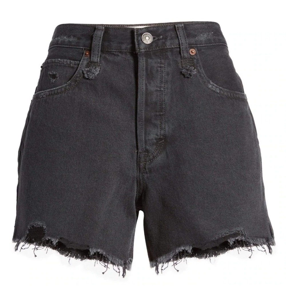 NWT Free People Makai Cut Off Denim Shorts Distressed black